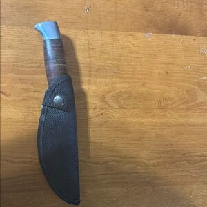 Blue and Brown Handled Knife with Sheath